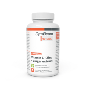 Gymbeam EXP 4.10.2023 Vitamín C + Zinek + extrakt ze zázvoru, tablety na cucání 90 tablet