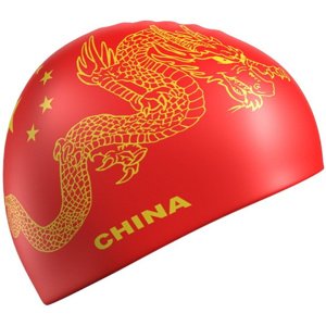 Plavecká čepice mad wave china swim cap červeno/stříbrná