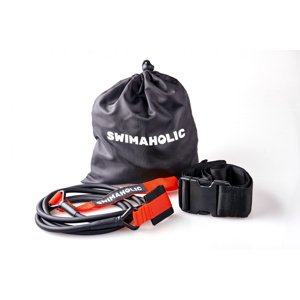 Plavecké posilovací gumy swimaholic safety cord short belt červená