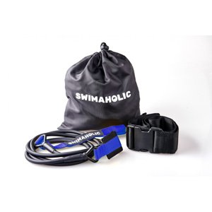 Plavecké posilovací gumy swimaholic safety cord short belt modrá