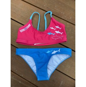 Dámské dvoudílné plavky borntoswim sharks bikini blue/pink xl