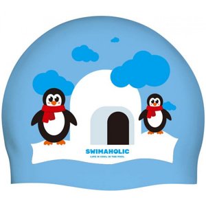 Plavecká čepice swimaholic christmas penguin cap světle modrá