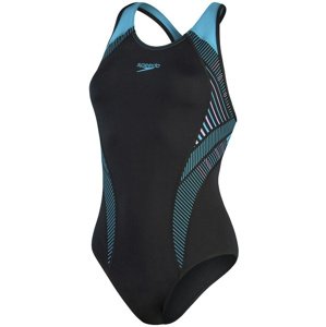 Dámské plavky speedo placement laneback black/aquarium/miami lilac s
