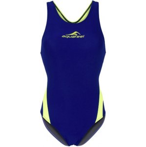 Dámské závodní plavky aquafeel racerback blue/fluo yellow 3xl -