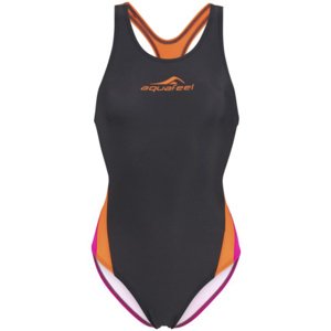 Dámské plavky aquafeel racerback dark grey/orange/pink m - uk34