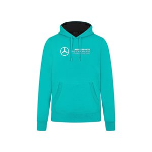 Mercedes AMG Petronas pánská mikina s kapucí Logo Ultra Teal F1 Team 2024 Stichd 701227033002230