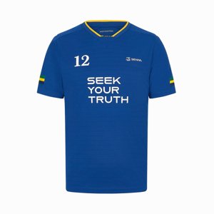 Ayrton Senna pánské tričko Stripe Sports blue 2024 Stichd 701227192001225