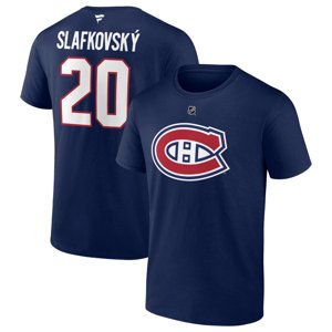 Montreal Canadiens pánské tričko Juraj Slafkovsky #20 Stack Logo Name & Number Blue Fanatics Branded 96513