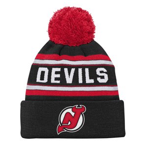 New Jersey Devils dětská zimní čepice Jacquard Cuffed Knit With Pom Outerstuff 109512